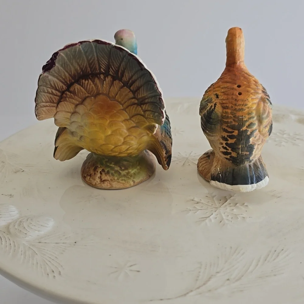 Vintage Set Of 2 Napcoware Turkey Handpainted  Ceramic Salt & Pepper Shakers